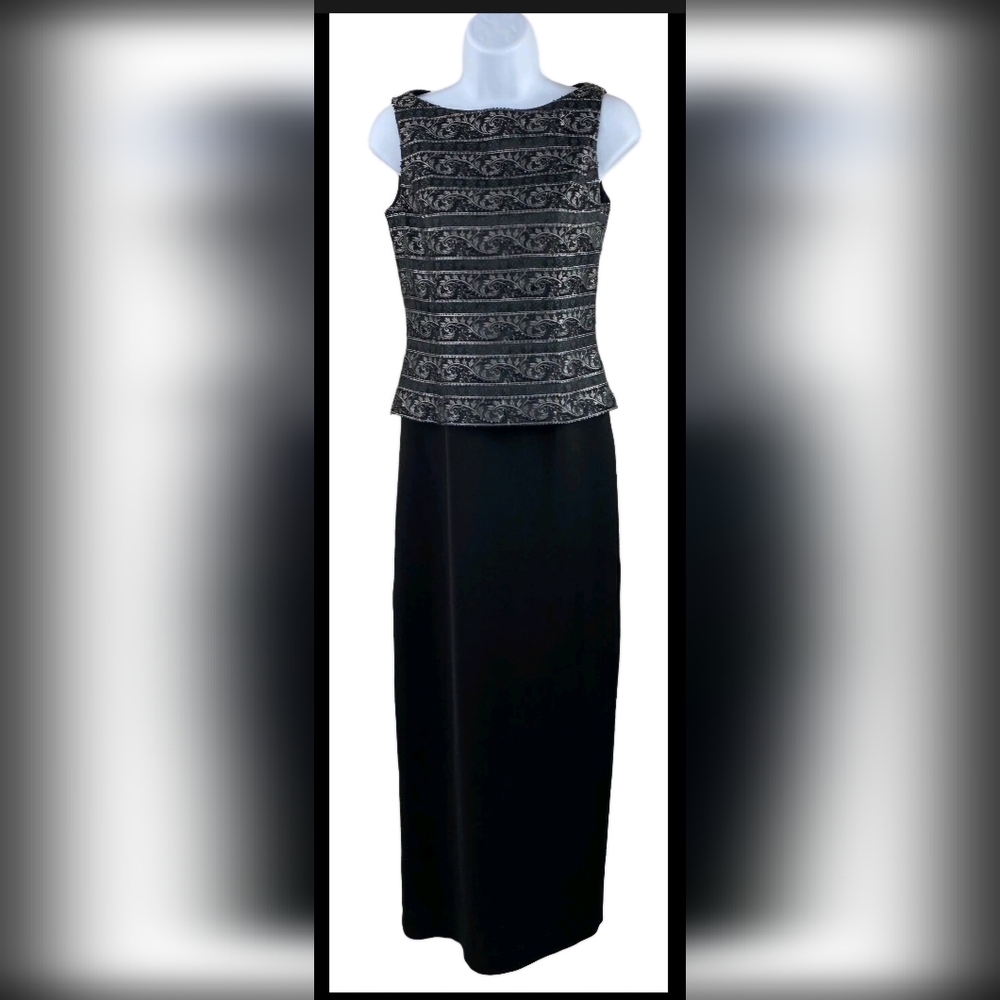 Marie ST. Claire Elegant Black and Gray Midi Dress Size 12